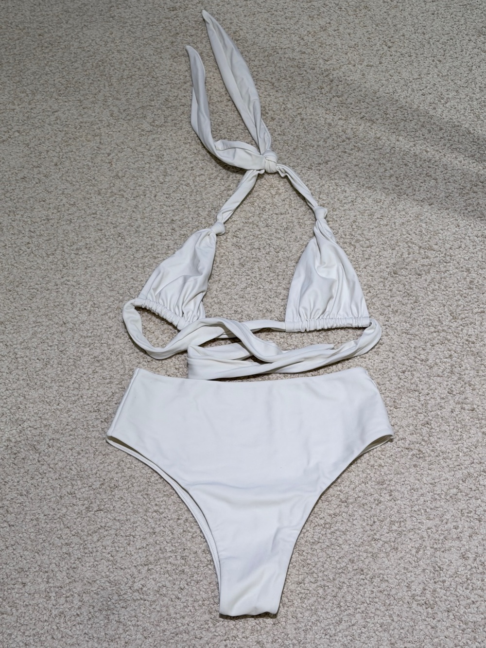 Mikoh White Kids Two-Piece Halter Bikini with High Waist